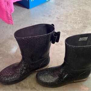 Jelly Beans Black Glitter Kids Rain Boots